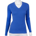 EP Pro Ladies' Fine Gauge Cable V-Neck Sweater